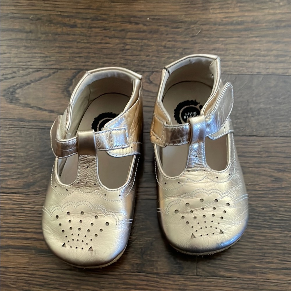 Livie & Luca Gold Dress Shoes with Perforated Design